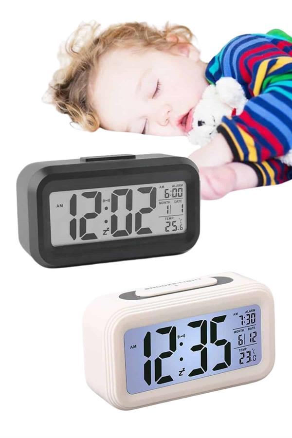 Gece Dijital Masa Saati Dijital Alarmlı Led Ekran Pilli Çalar Saat - Görsel 4