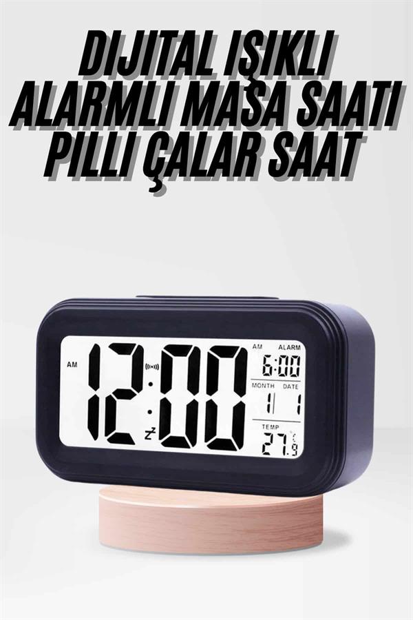 Dijital Işıklı Alarmlı Çalışma Masası Ekran Pilli Çalar Saat - Görsel 2