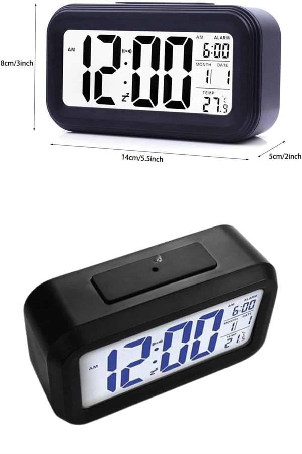 Dijital Işıklı Alarmlı Çalışma Masası Ekran Pilli Çalar Saat - Görsel 5