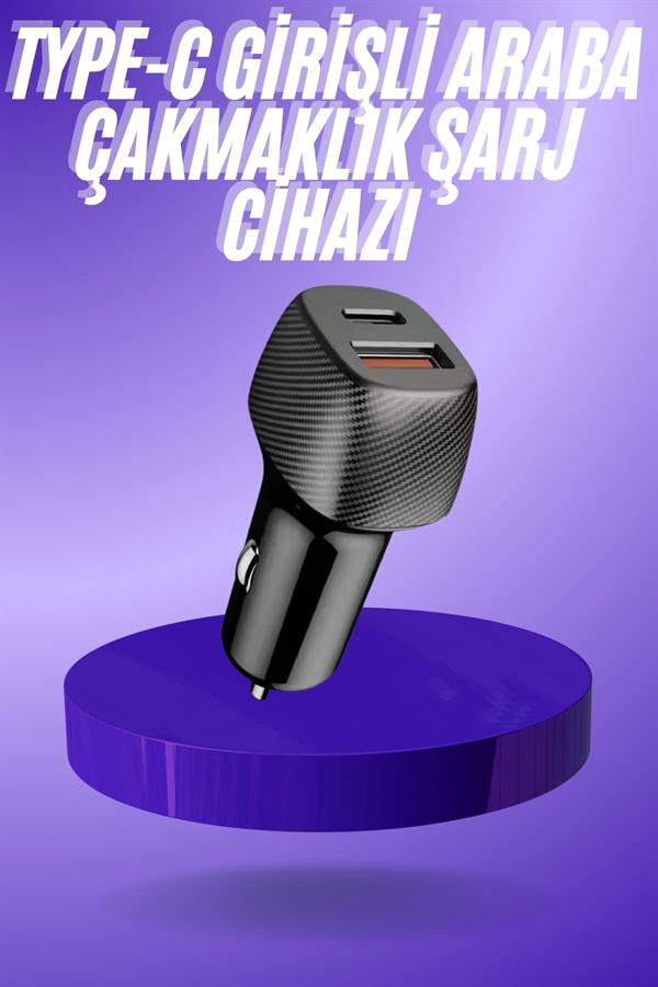 38W USB Type-C Girişli Oto Çakmaklık Araç İçi Hızlı Şarj Çakmaklık Şarj Aleti - Görsel 2