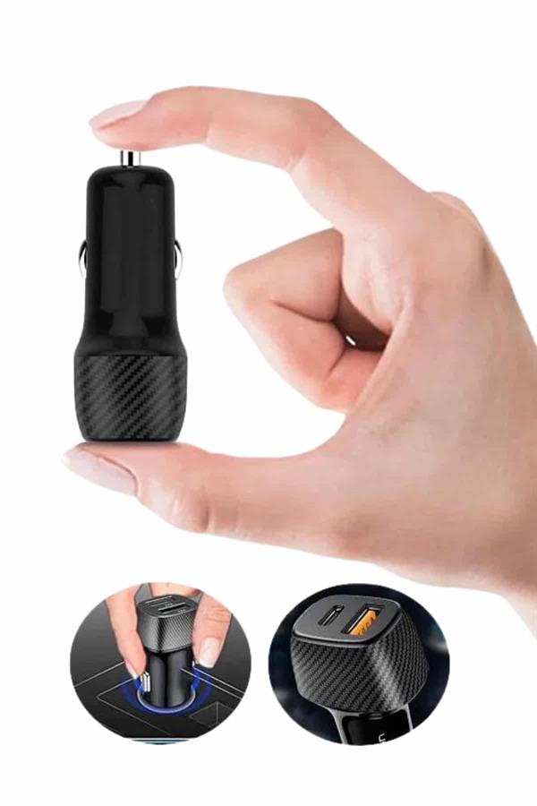 Hızlı Oto Şarj Cihazı 38W Çift Girişli HIzlı Şarj Oto Çakmaklık Type-C - Görsel 3