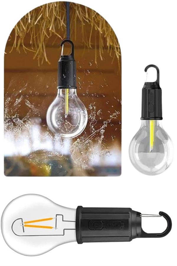 Taşınabilir Şarjlı Led Ampul Askılı Lamba Kamp Bahçe Lambası