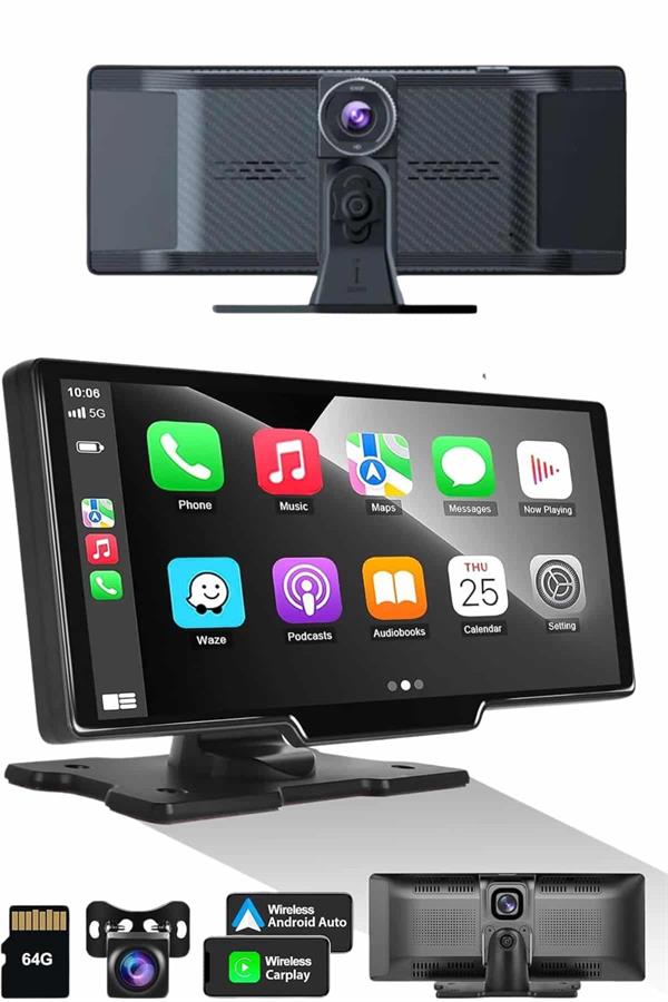 Android ve İOS Uyumlu Ön Arka Çift Kameralı Araç Ekranı Dokunmatik CarPlay - Görsel 5