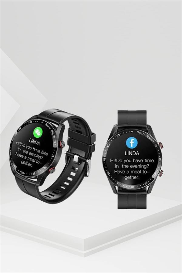 Akıllı Saat Titanyum Kasa Yuvarlak Ekran Alarm Uyku ve Sağlık Takibi Titreşimli - Görsel 3