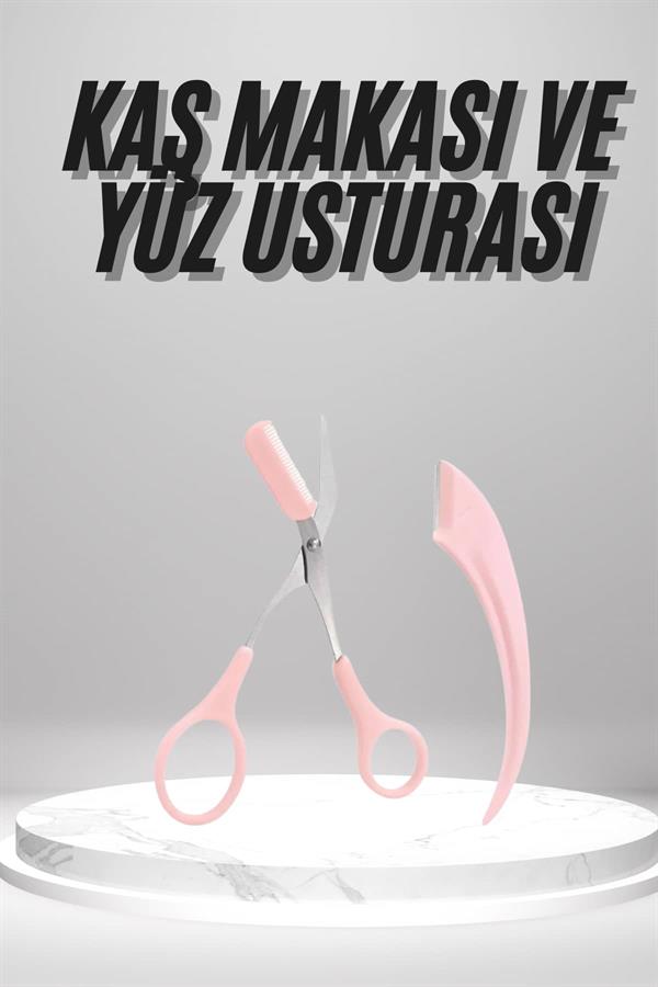 2'li Kaş Bakım Seti Taraklı Kaş Makası Ve Kaş Usturası Kaş Şekillendirici - Görsel 2