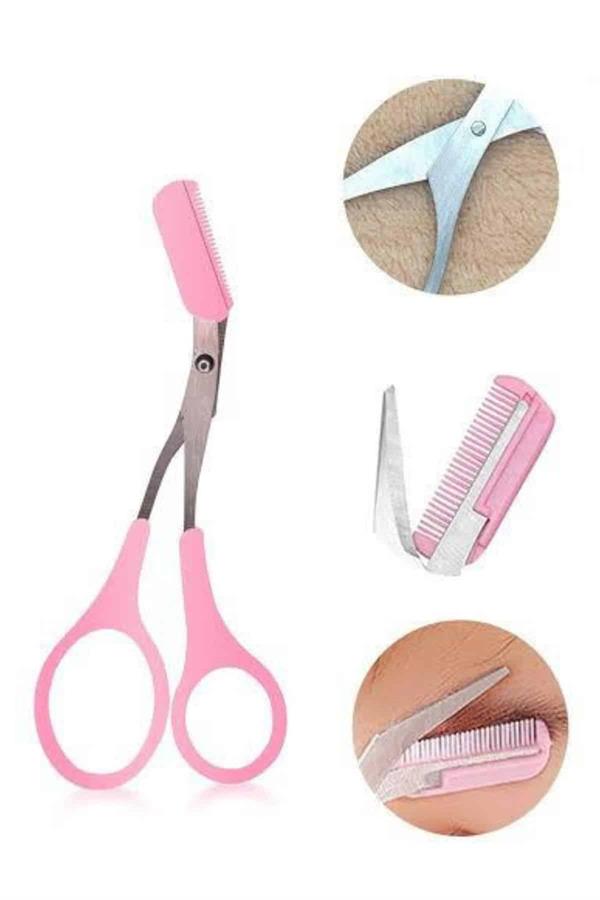 2'li Kaş Bakım Seti Taraklı Kaş Makası Ve Kaş Usturası Kaş Şekillendirici - Görsel 4