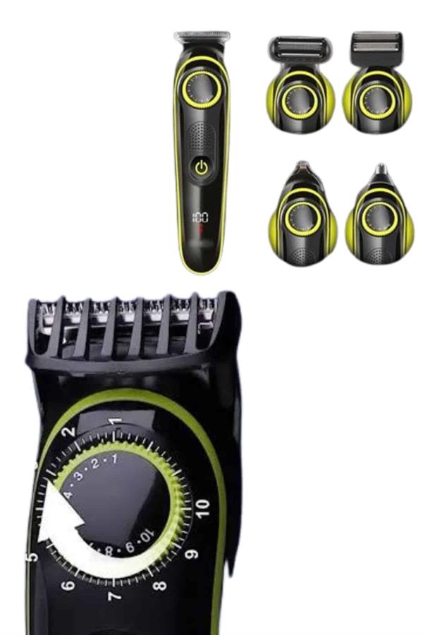 5 Başlıklı Şarjlı Tıraş Makinesi Led Ekran Saç Sakal Ense Tıraşına Uygun Bakım Seti - Görsel 4