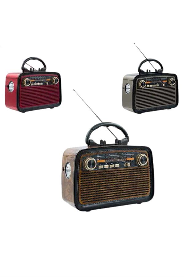 Bluetooth Hoparlör Ahşap Renk Vintage Işıklı Nostaljik Radyo Fm Ahşap Görünümlü