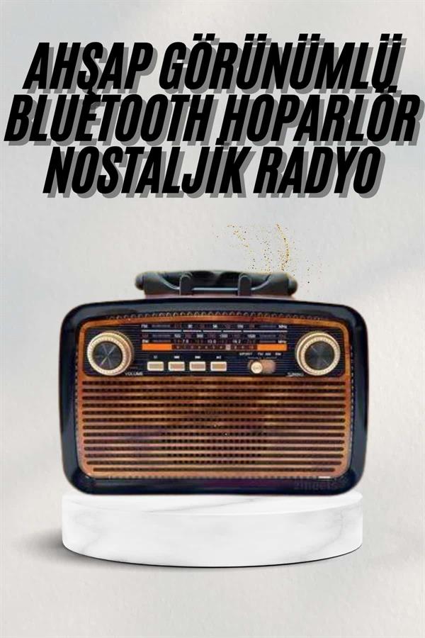 Bluetooth Hoparlör Ahşap Renk Vintage Işıklı Nostaljik Radyo Fm Ahşap Görünümlü - Görsel 2