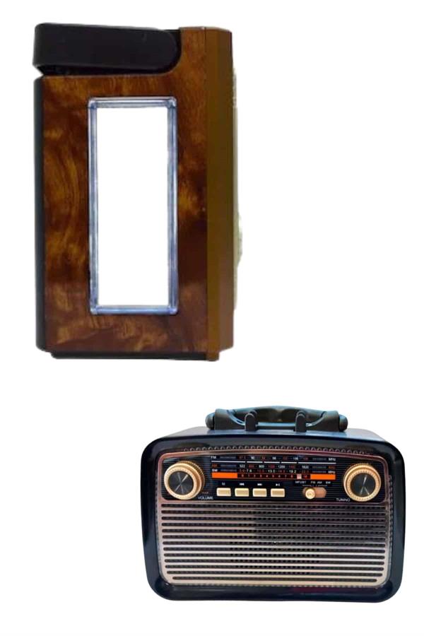 Bluetooth Hoparlör Ahşap Renk Vintage Işıklı Nostaljik Radyo Fm Ahşap Görünümlü - Görsel 5