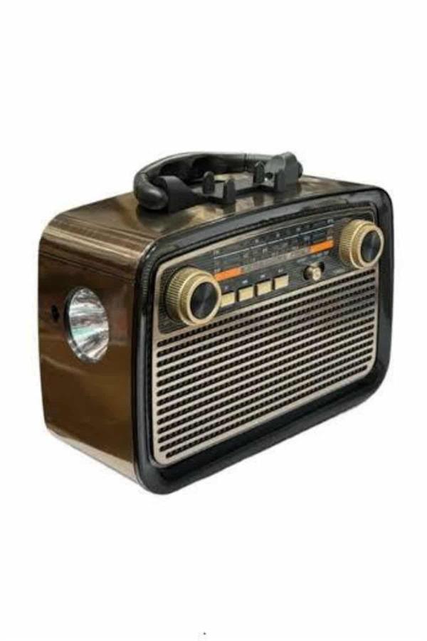 Nostalji Radyo Bluetooth Hoparlör USB-SD Kart Giriş Led Fener Işıklı Bataryalı Pilli