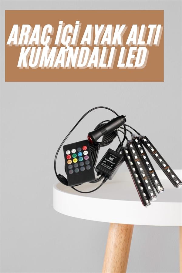 12'Lİ Şerit Led Işık RGB Sese ve Müziğe Duyarlı Araç İçi Ayak Altı - Görsel 2