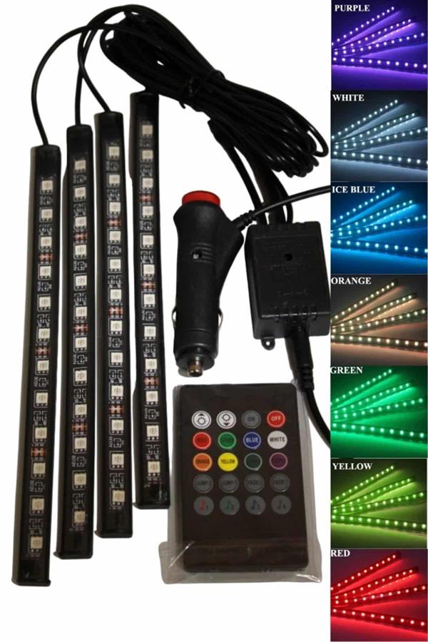 12'Lİ Şerit Led Işık RGB Sese ve Müziğe Duyarlı Araç İçi Ayak Altı - Görsel 3