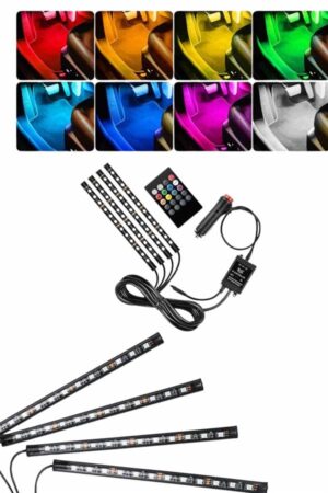 RGB Işıklı Araç İçi Aydınlatma Kumandalı 12'li Led Işık Renk Değiştirebilen
