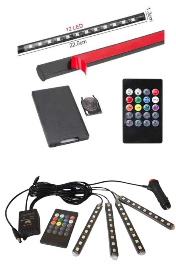 RGB Işıklı Araç İçi Aydınlatma Kumandalı 12'li Led Işık Renk Değiştirebilen - Görsel 4