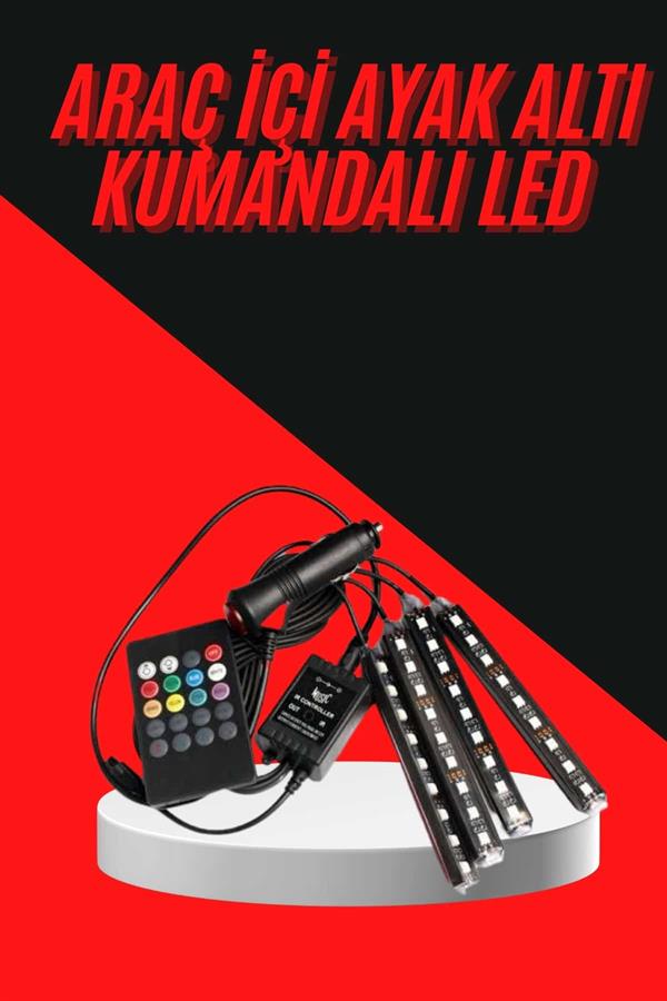 12 Ledli RGB Işıklı Araç Içi Ayak Altı Led Oto Ampul Kumandalı 7 Renk - Görsel 2