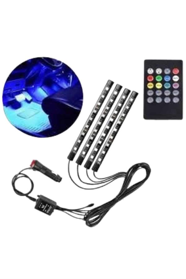 12 Ledli RGB Işıklı Araç Içi Ayak Altı Led Oto Ampul Kumandalı 7 Renk - Görsel 3