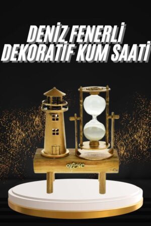 Hediyelik Eşya Retro Deniz Fenerli Kum Saati Ahşap Görünümlü Dekoratif Eşya