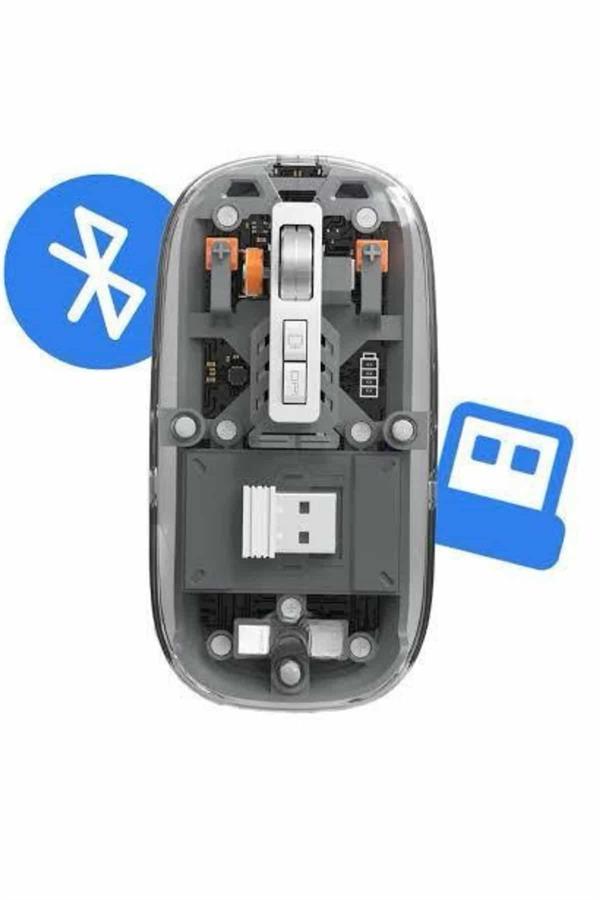Kablosuz Mouse Fare Şarjlı Bluetooth Wireless Çift Modlu Sessiz - Görsel 4