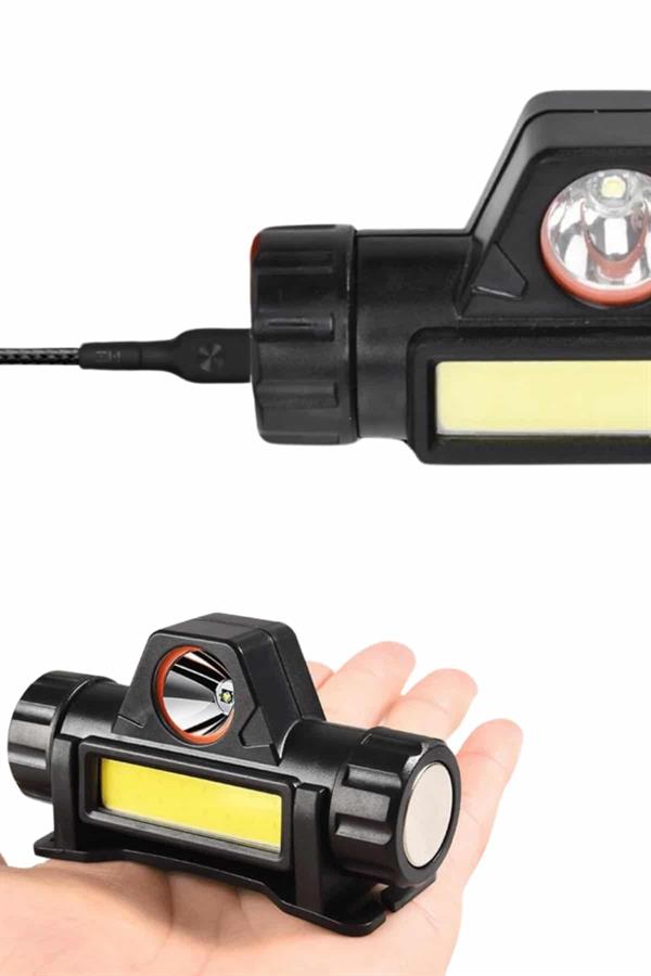 Kafa Lambası Çalışma Işığı Kafa Feneri Şarjlı Mıknatıslı Fenerli - Görsel 4