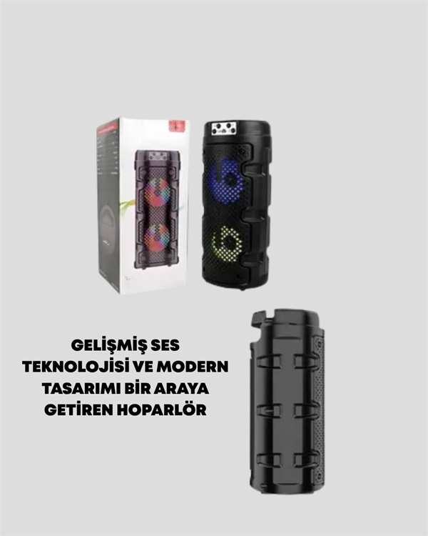 Kompakt Tasarım Yüksek Ses Performansı – Çoklu Giriş Seçenekli Kablosuz Hoparlör (Bluetooth USB SD Kart AUX) - Görsel 3