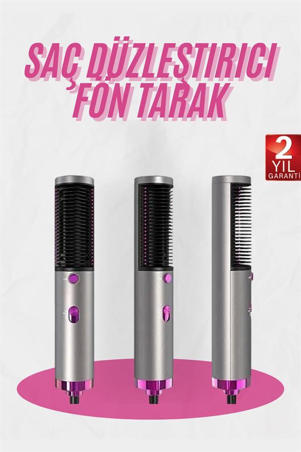 Fön Tarak Düzleştirici Seramik Kaplama Fön Makinesi Saç Kurutma - Görsel 2