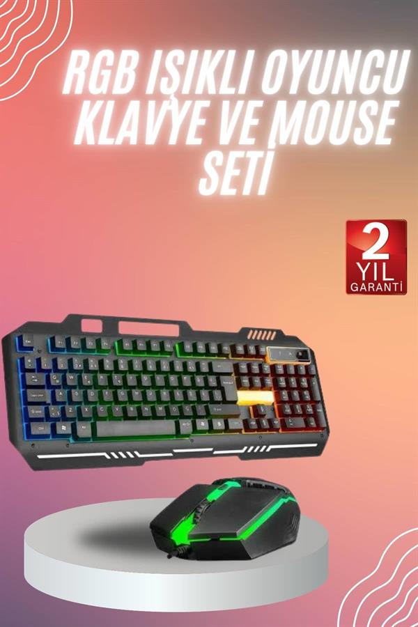RGB Işıklı Gaming Oyuncu Klavye Q Klavye Mouse Hediyeli - Görsel 2