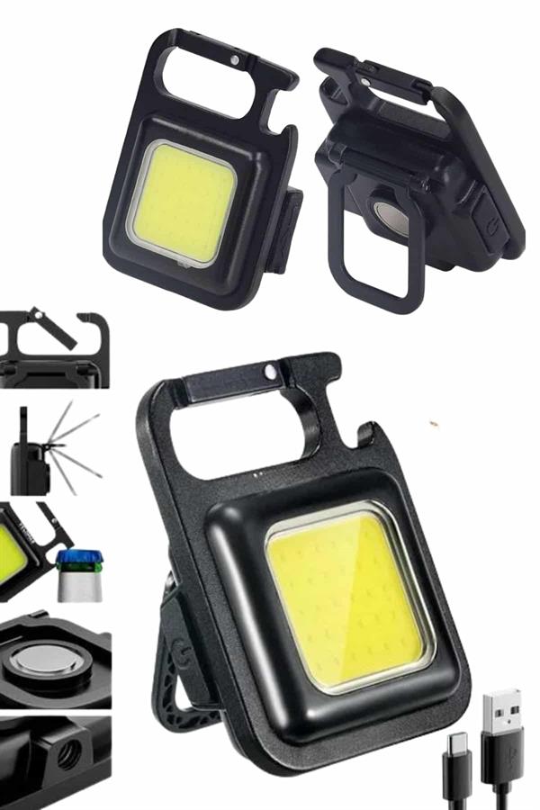 Kamp Çadır Lambası Şarjlı El Feneri Işıldak Anahtarlık Mini Mıknatıslı - Görsel 4