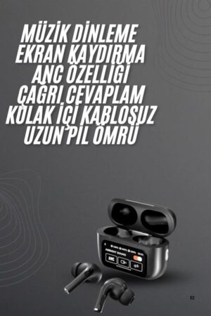 Kulak İçi Bluetooth Kulaklık Ekranlı Müzik Dinleme Çağrı Cevaplama Siyah