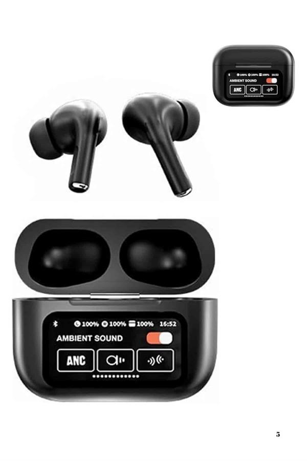 Yeni Nesil ANC Özellikli Çağrı Cevaplayan Dokunmatik Ekranlı Bluetooth Kulaklık Siyah - Görsel 5