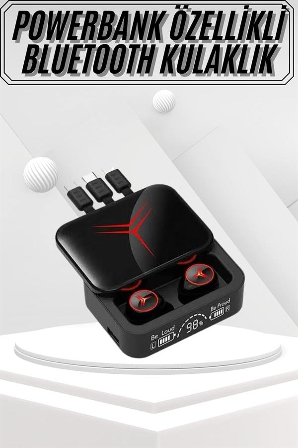 Kablosuz Bluetooth Kulaklık Powerbank Özellikli Göstergeli Hd Mikrofon - Görsel 2