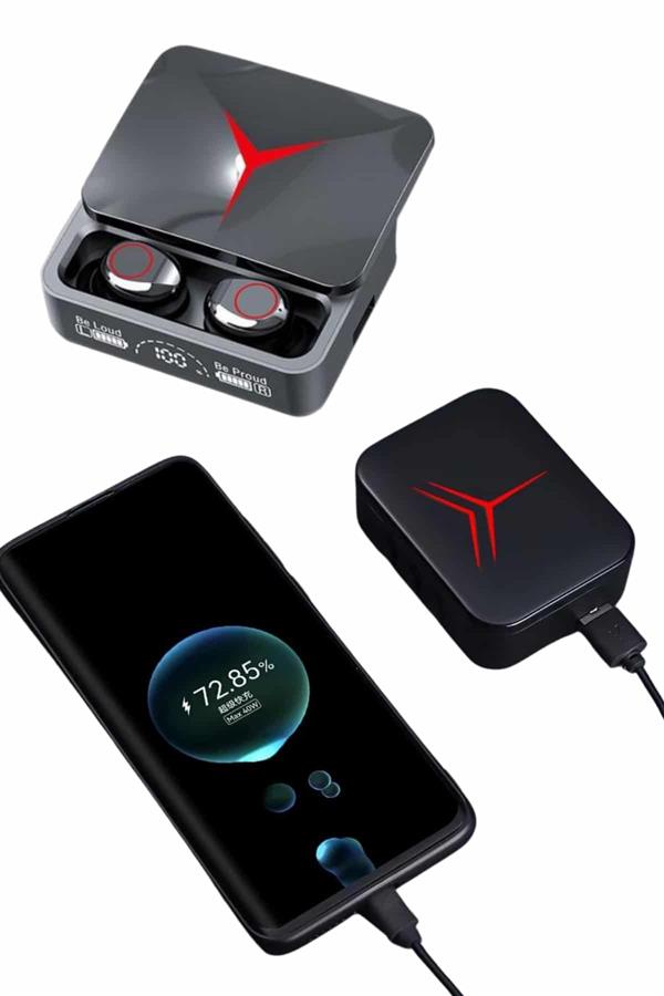 Kablosuz Bluetooth Kulaklık Powerbank Özellikli Göstergeli Hd Mikrofon - Görsel 3