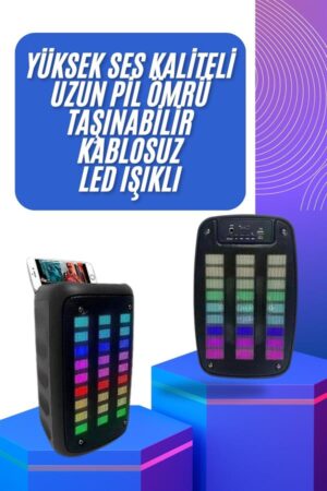 Taşınabilir 6.5 inç LED Bluetooth Kareoke Hoparlör RGB Işıklı Radyolu
