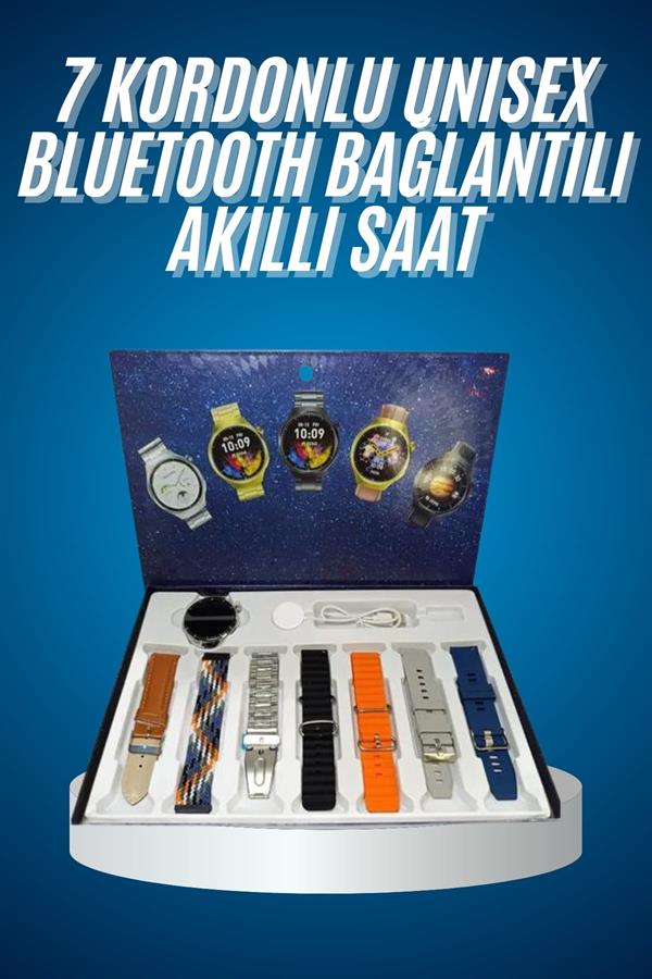 Unısex Yuvarlak Ekranlı 7 Kordonlu Akıllı Saat GPS Destekli Çoklu Kordon Seçeneği - Görsel 2