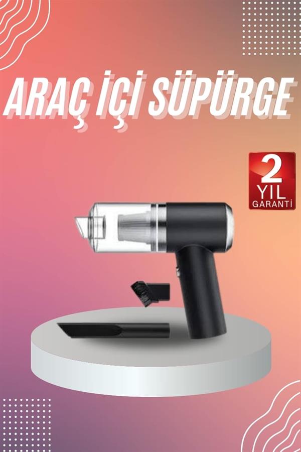 Araç İçi Süpürge Kablosuz Şarjlı Elektrikli Süpürge Elde Taşınabilir - Görsel 2
