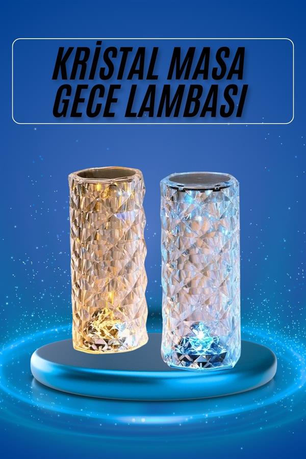 Yeni Nesil Modern Kristal Masa ve Gece Lambası Dokunmatik Renk Değiştirebilen - Görsel 2