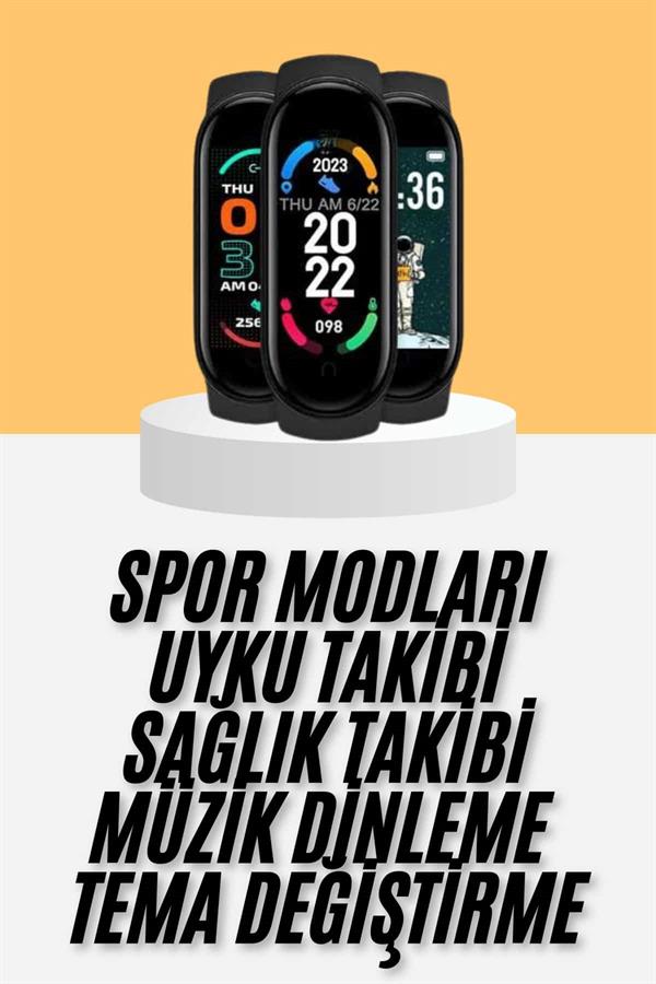 M6 Akıllı Bileklik Siyah Adımsayar Spor Takibi Android ve İOS Uyumlu - Görsel 2