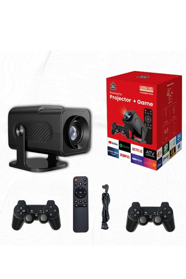 Android Projeksiyon Siyah Taşınabilir Sinema Projektörü 4k 1080p Ev Sineması Bluetooth - Görsel 4