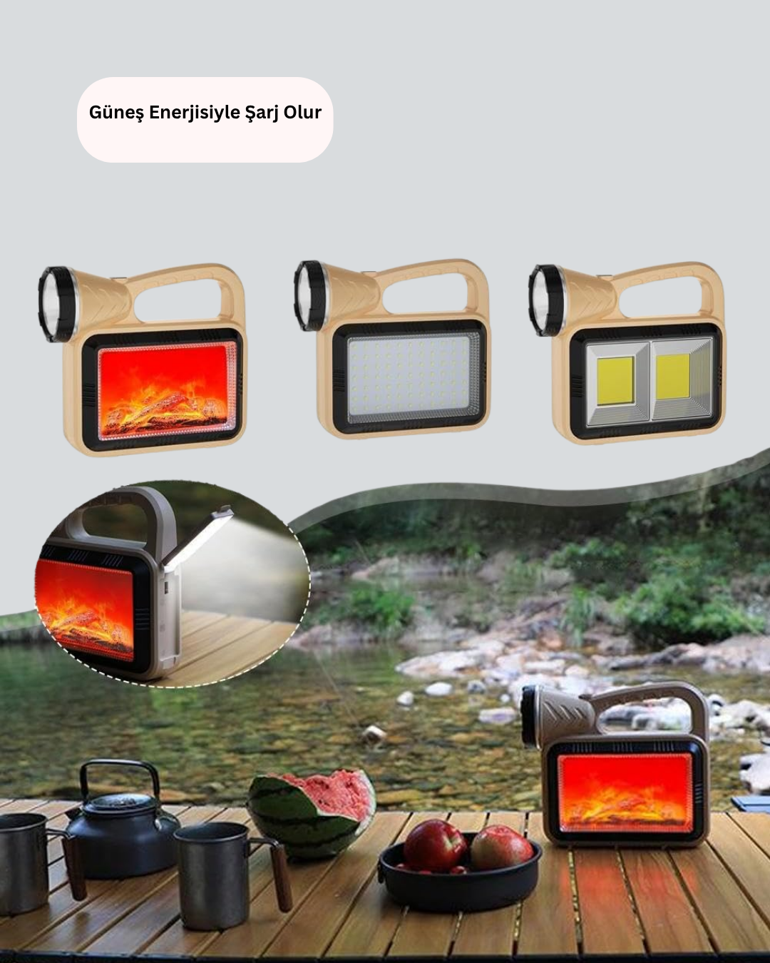 Solar COB Alev Efektli Lamba – Güneş Enerjili Suya Dayanıklı Taşınabilir - Görsel 5