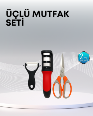 Çok Fonksiyonlu Mutfak Makas Seti – 3 Makas Bileyici ve Soyacak Dahil