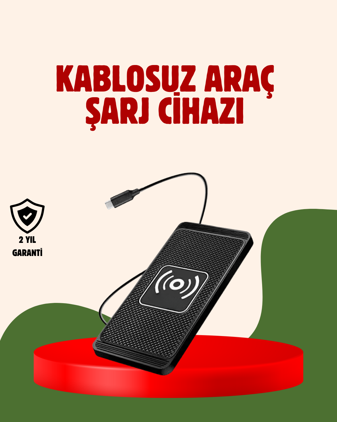Kablosuz Manyetik Araç Şarj Pedi – Hızlı Güvenli Isınma Korumalı Tasarım