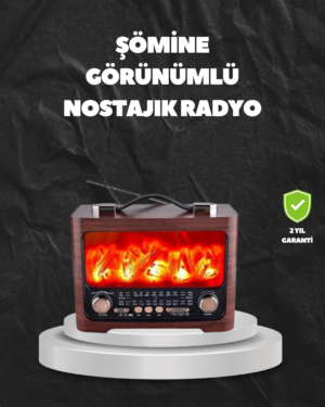 Solar Şarjlı Şömine Işıklı Bluetooth Hoparlör – Radyo USB TF Kart Destekli