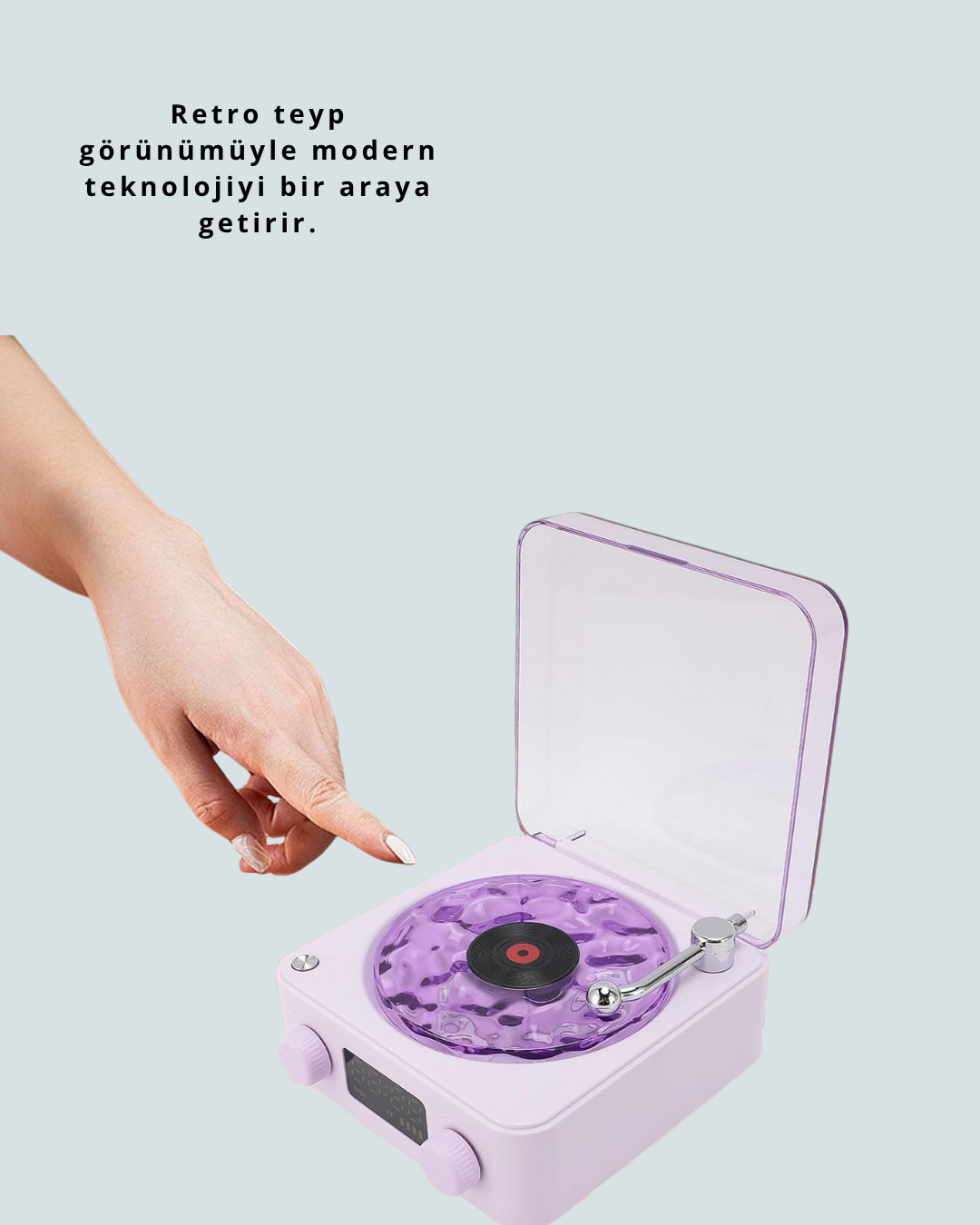 360° Sesli Kablosuz Hoparlör – Retro Tasarım ve Projektör Işığı - Görsel 3