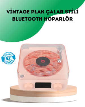 Retro Bluetooth Hoparlör – Kristal Ses Gece Lambası Saatli Tasarım