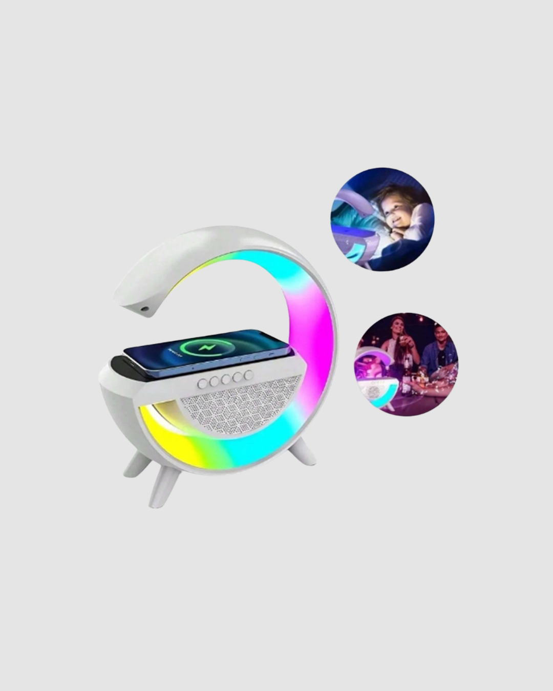 Kablosuz Şarjlı Bluetooth Hoparlör ve Gece Lambası – NFC FM Radyo RGB Işık - Görsel 3