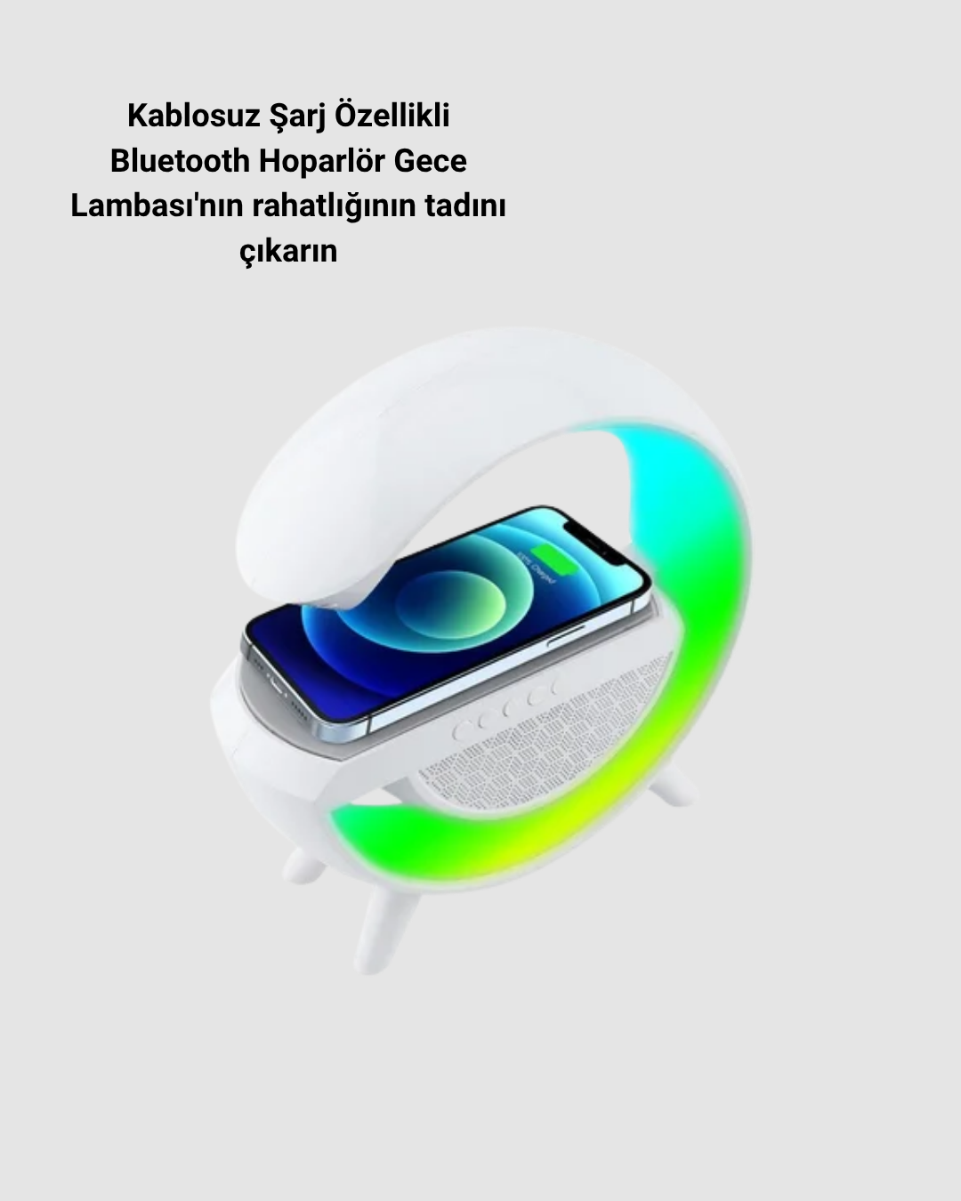 Kablosuz Şarjlı Bluetooth Hoparlör ve Gece Lambası – NFC FM Radyo RGB Işık - Görsel 5