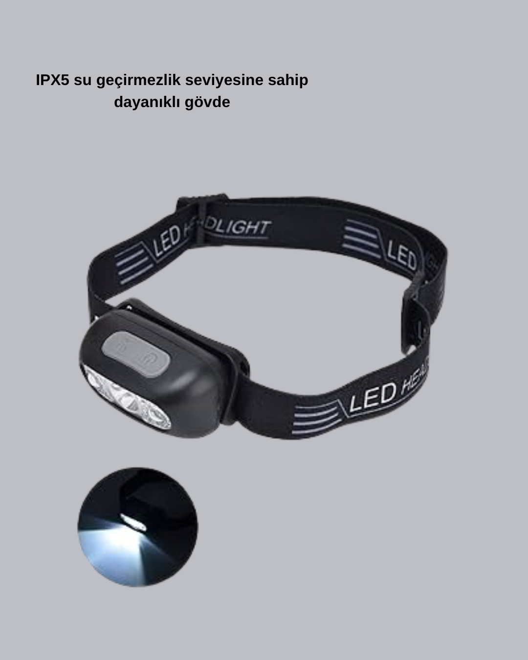 IPX5 Su Geçirmez Şarjlı LED Kafa Feneri | Hareket Sensörlü Ayarlanabilir 60° Far - Görsel 2