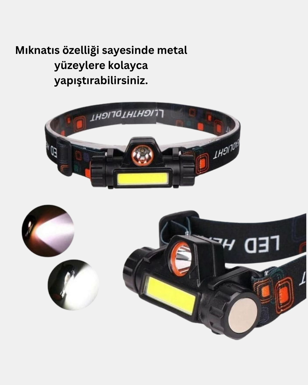 Şarjlı LED Kafa Feneri – Çift Fonksiyonlu 200LM Işık Gücü IP44 Suya Dayanıklı - Görsel 5