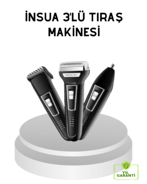 İnsua 3 Başlıklı Profesyonel Tıraş Makinesi – Sıfır Kesim Hassas Başlık Güçlü Motor