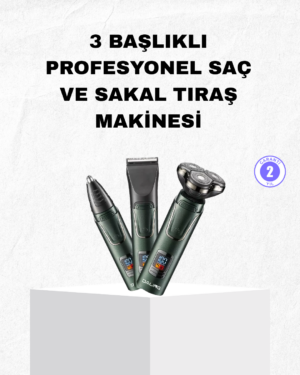 Şarjlı ve Kablosuz 3 Başlıklı Profesyonel Bakım Seti – Saç Sakal Burun ve Kulak Düzeltici